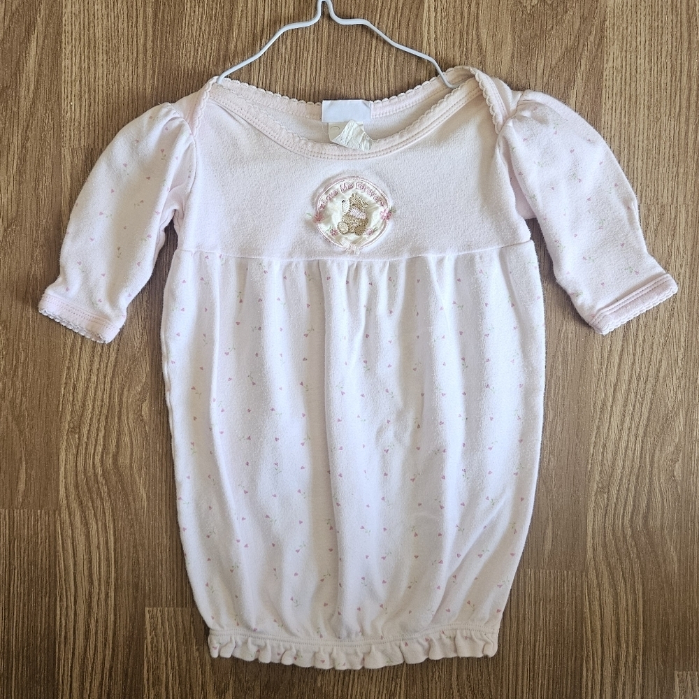 Vintage Rene Rofe Baby Pink Gown with Embroidered Patch